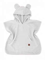 Dětské mušelínové pončo lux s kapucí Teddy, rychleschnoucí, šedé