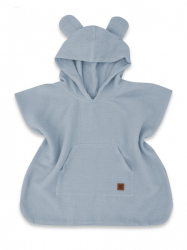 Dětské mušelínové pončo lux s kapucí Teddy, rychleschnoucí, jeans