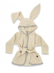 Dětský mušelínový župan s oušky Bunny - béžový