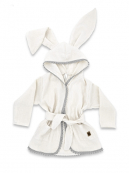Dětský mušelínový župan s oušky Bunny - smetanový