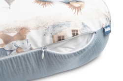 Kojící polštář, podkova, mušelín, bavlna - Dráček, modrý, jeans