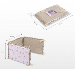 Mantinel do postýlky, mušelín 180x40cm (3x60x40cm) - Pampeliška béžová
