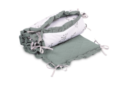 Mantinel do postýlky, mušelín 180x40cm (3x60x40cm) - Louka, khaki