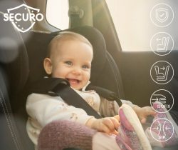 Dětská autosedačka Securo 40–150 cm, otočná, ISOFIX, i-Size, 40-150, šedá