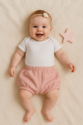 Mušelínové kraťasky NATURE - pudrově růžové, vel. S, 0-12m