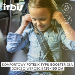 Podsedák, autosedačka Irbis i-Size 125–150 cm s ISOFIX – grafit