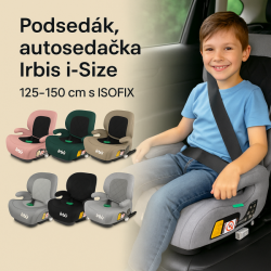Podsedák, autosedačka Irbis i-Size 125–150 cm s ISOFIX - růžová