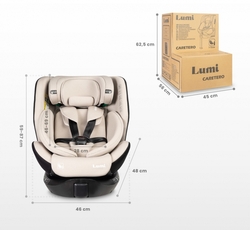 Autosedačka Lumi i-Size 40–150 cm, Isofix,  360°, růstová, od 0m+ do 12 let - tm. šedá