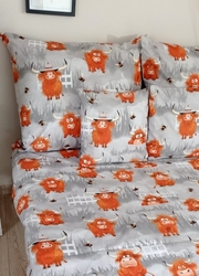 Dětské povlečení, bavlna 2D 140x200/70x80 - Bizoni v šedé