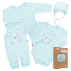 Souprava kojenecká bavlna 4-dílná - SWEET BEAR modrá 