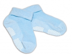 Ponožky kojenecké bavlna protiskluzové - ŘÁDKOVÉ modré 