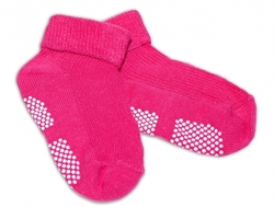 Ponožky kojenecké bavlna protiskluzové - ŘÁDKOVÉ malinové