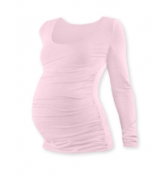 Těhotenské tričko dlouhý rukáv - JOHANKA - světle růžové