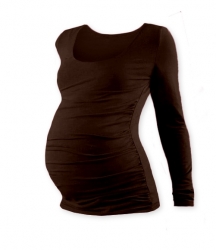 Těhotenské tričko dlouhý rukáv - JOHANKA - tmavě hnědé