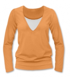 Těhotenské i kojící tričko - dlouhý rukáv - JULIE oranžové