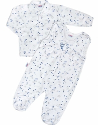 Souprava kojenecká 2-dílná bavlna - MAGIC STARS hvězdičky modro-šedé 