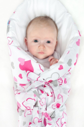 Klasická šněrovací zavinovačka New Baby růžová srdíčka