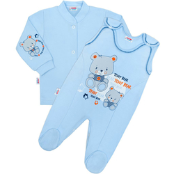 Souprava kojenecká 2-dílná bavlna - BABY TEDDY modrá 