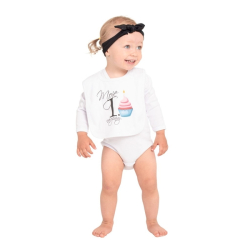 Kojenecký bavlněný bryndák New Baby máma+táta=JÁ růžový