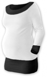 Těhotenské tričko - dlouhý rukáv - DUO bílé s černou