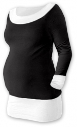 Těhotenské tričko - dlouhý rukáv - DUO černé s bílou