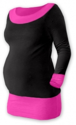 Těhotenské tričko - dlouhý rukáv - DUO černé s růžovou