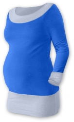 Těhotenské tričko - dlouhý rukáv - DUO modré se šedou