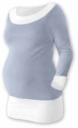 Těhotenské tričko - dlouhý rukáv - DUO šedé s bílou
