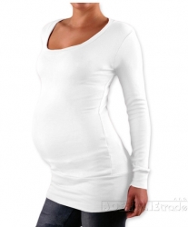 Těhotenské tričko - dlouhý rukáv - NELLY - bílé