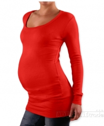 Těhotenské tričko - dlouhý rukáv - NELLY - červené