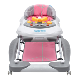 Dětské chodítko s houpačkou a silikonovými kolečky Baby Mix růžové