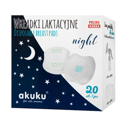 Prsní tampóny - vložky do kojící podprsenky - AKUKU NIGHT bílé 20ks