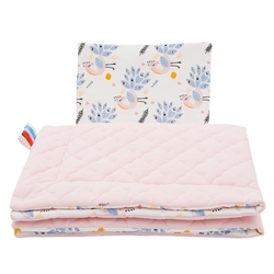 Oboustranný Set z Velvet do kočárku New Baby pávi růžový