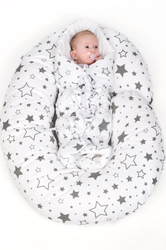 Univerzální kojící polštář ve tvaru C New Baby Hvězdičky šedý