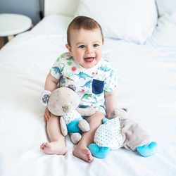 Hračka plyšová - USÍNÁČEK BEAR TONY béžovo-tyrkysový - BabyOno