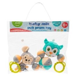 Hračka na kočár plyšová - ŘETĚZ MYŠ A SOVA barevný - BabyMix