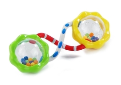 Dětské chrastítko plastové - SPIRÁLKA s kuličkami zeleno-žlutá - BabyMix