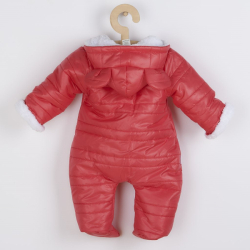 Zimní kojenecká kombinéza s kapucí a oušky New Baby Pumi red raspberry