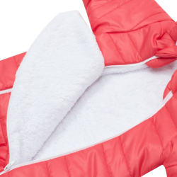 Zimní kojenecká kombinéza s kapucí a oušky New Baby Pumi red raspberry
