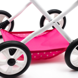 Dětský kočárek pro panenky New Baby COMFORT růžový s puntíky
