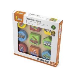 Dřevěné vkládací puzzle tvary s autíčky Viga