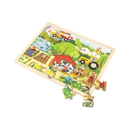 Dětské dřevěné puzzle Viga Farma 48 dílků