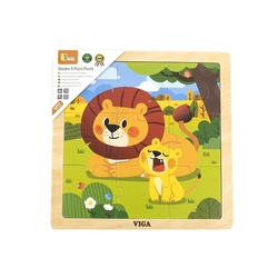 Dřevěné puzzle pro nejmenší Viga 9 ks Lev