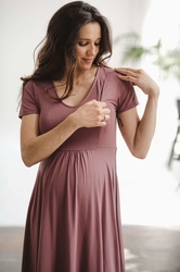 Těhotenské a kojící šaty Mommy Chic milk & love růžově hnědé