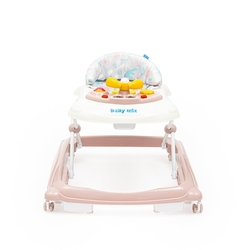 Dětské chodítko Baby Mix s volantem a silikonovými kolečky růžové