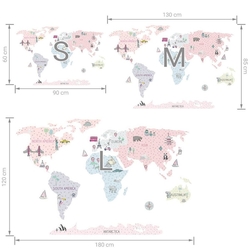 Samolepka na zeď Mapa L růžová