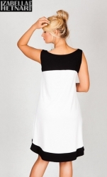 Těhotenské šaty bez rukávů  - HALINA bílé s černou
