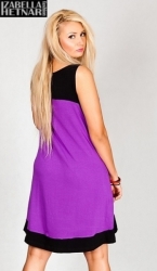 Těhotenské šaty bez rukávů  - HALINA fialové s černou