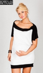 Těhotenské šaty - tunika STELLA bílé s černou