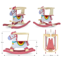 Dřevěný houpací koník s opěradlem Milly Mally Lucky 12 růžový